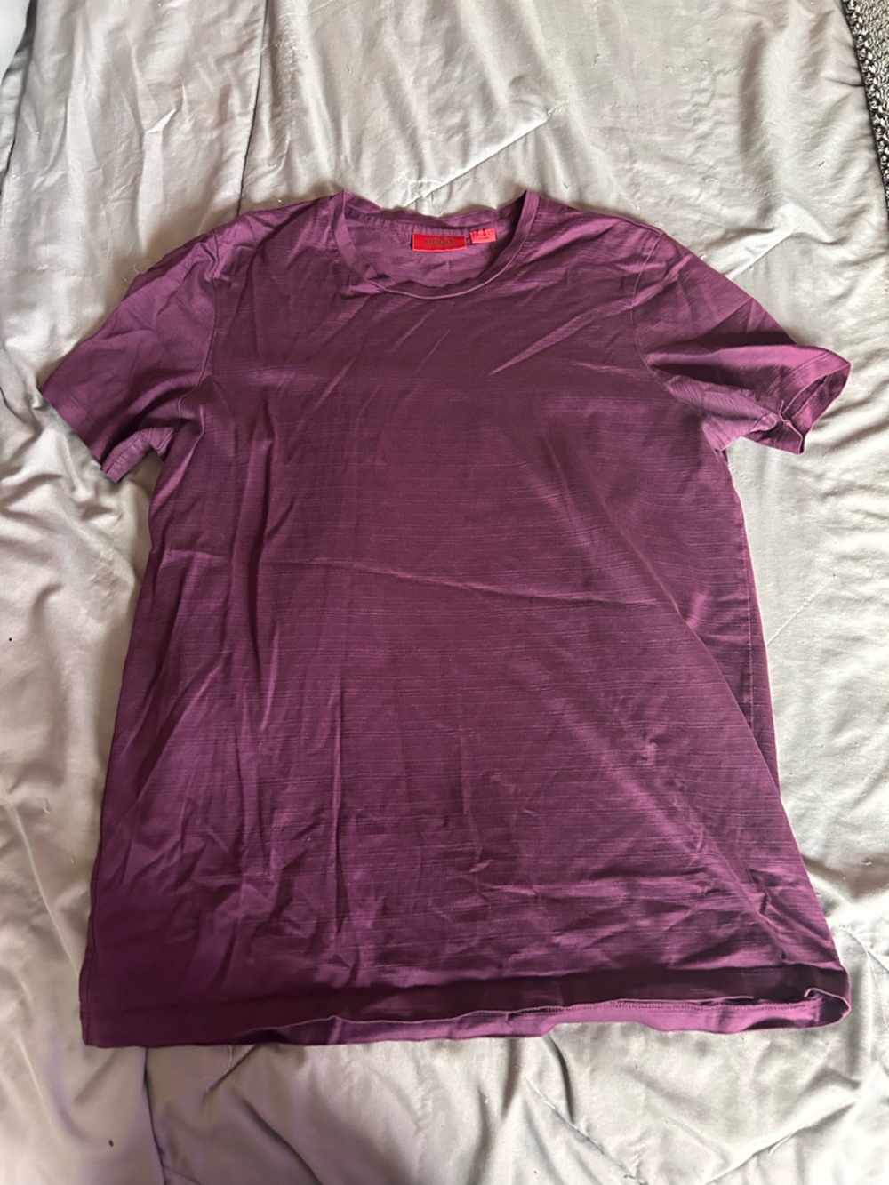HUGO Plum Ribbed Short Sleeve Tee